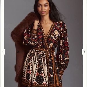 FARM Rio Tapestry Garden Multicolor V Neckline Mini Dress